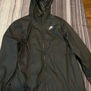 Nike Black Hooded Windbreaker with White Swoosh